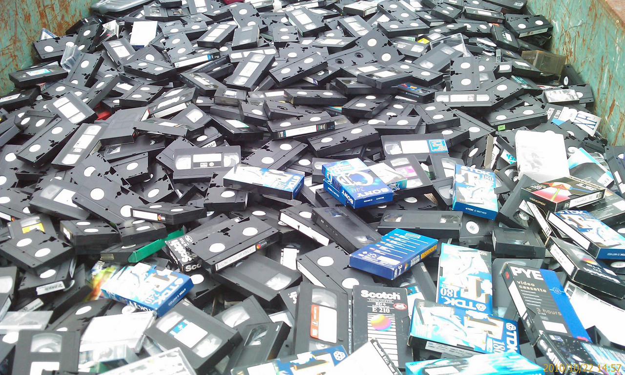 Discarded VHS tapes.
